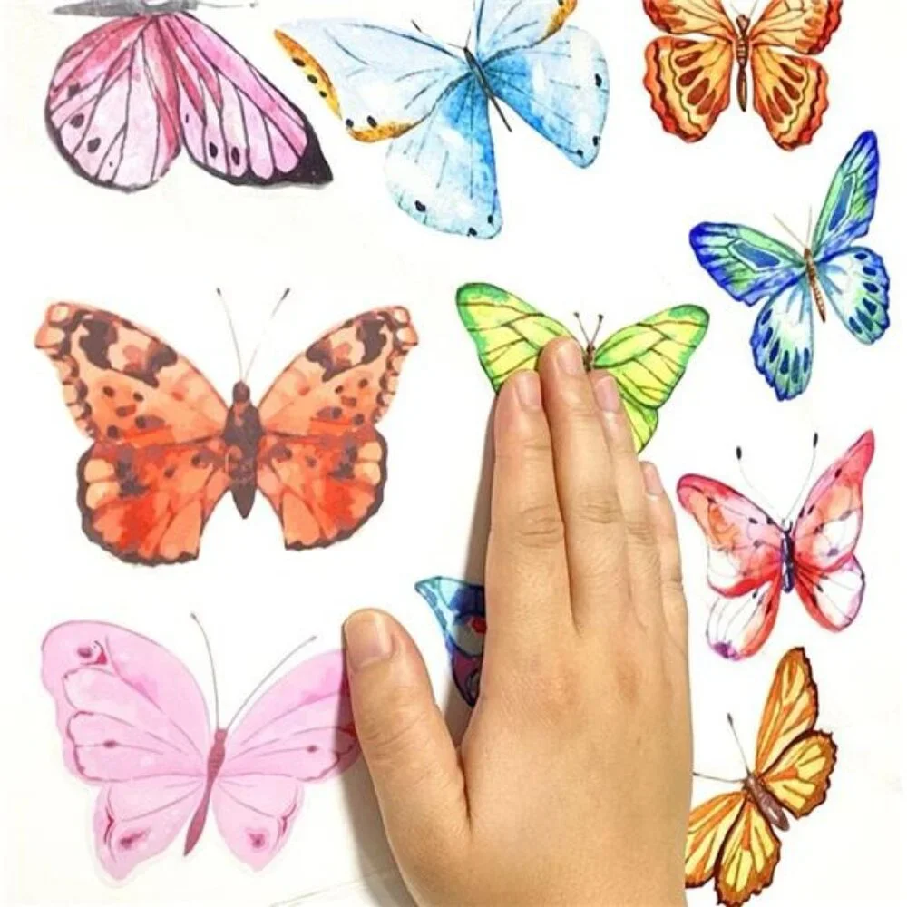Watercolor Butterfly Peel and Stick Wall Decals for Girls Bedroom